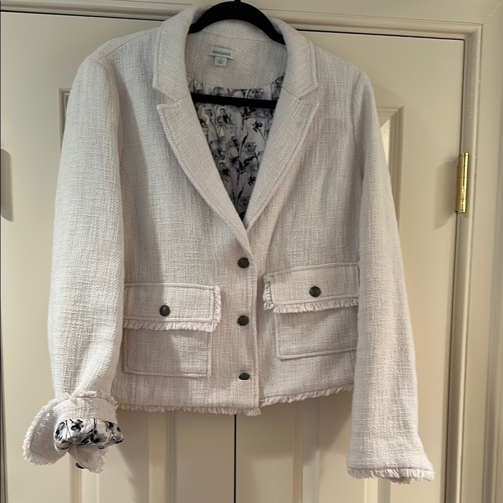 Sundance White Blazer with cute black & white lining - size L